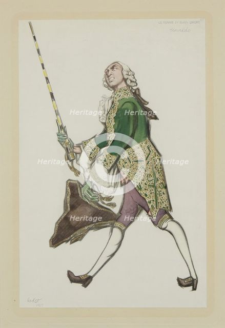 Costume design for Rinaldo in the ballet The Good-Humoured Ladies by Scarlatti, 1917. Artist: Bakst, Léon (1866-1924)