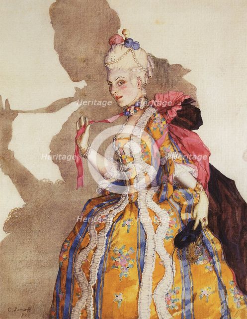 Costume design for Tamara Karsavina as Marquise. Music by Mozart, 1924.