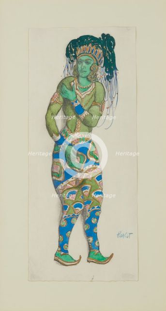 Costume design for the Ballet "Blue God" by R. Hahn, 1910. Creator: Bakst, Léon (1866-1924).