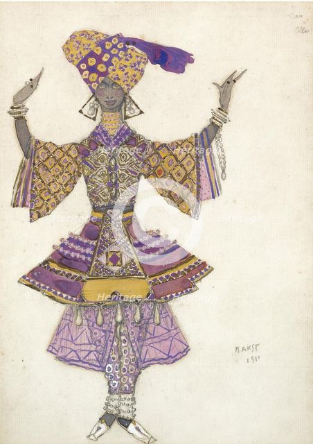 Costume design for the Ballet Blue God by R. Hahn, 1911. Artist: Bakst, Léon (1866-1924)