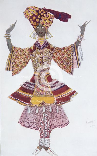 Costume design for the Ballet Blue God by R. Hahn, 1912. Artist: Bakst, Léon (1866-1924)