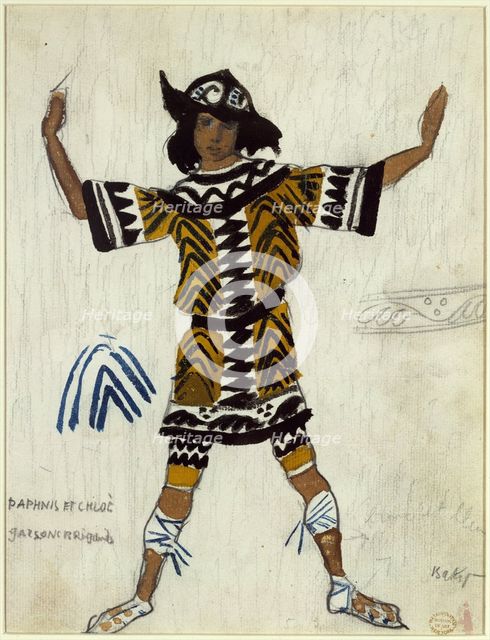 Costume design for the ballet Daphnis et Chloé by M. Ravel, 1912. Artist: Bakst, Léon (1866-1924)