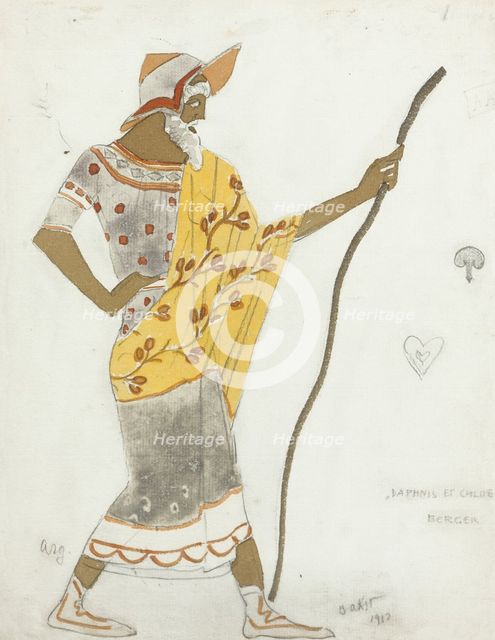 Costume design for the ballet Daphnis et Chloé by M. Ravel, 1912. Artist: Bakst, Léon (1866-1924)