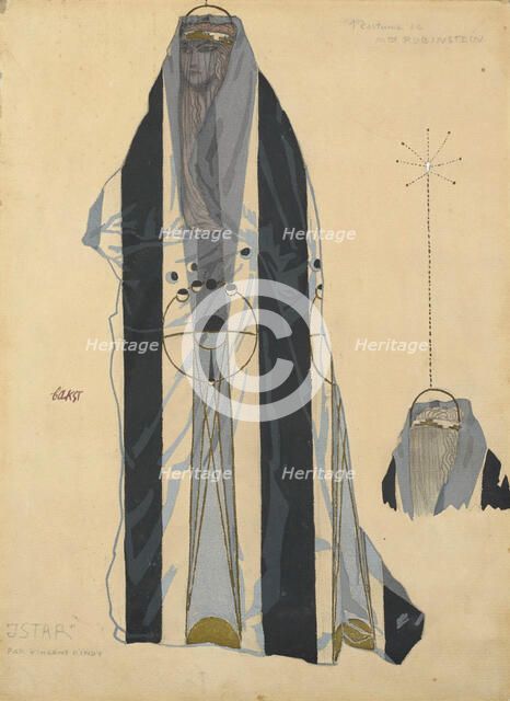 Costume design for the ballet Istar by Bohuslav Martinu, c. 1922. Creator: Bakst, Léon (1866-1924).