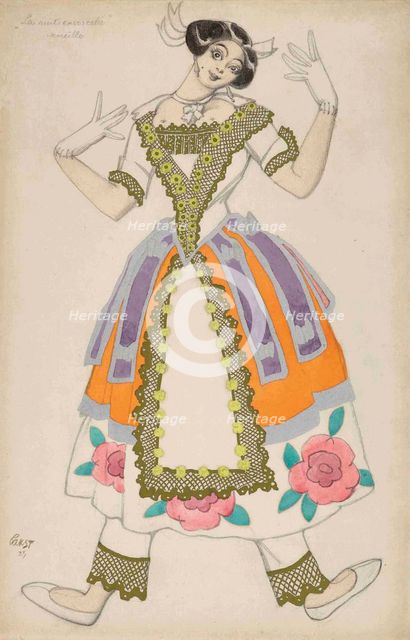 Costume design for the Ballet La Nuit ensorcelée by F. Chopin and L. Aubert, 1923.