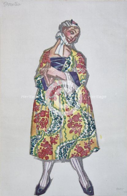 Costume design for the ballet Le donne di buon umore by C. Goldoni, 1917. Artist: Bakst, Léon (1866-1924)