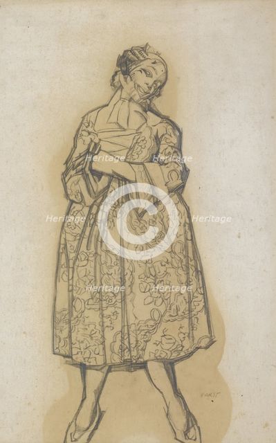 Costume design for the ballet Les femmes de bonne humeur (The Good-Humoured Ladies), 1917. Artist: Bakst, Léon (1866-1924)