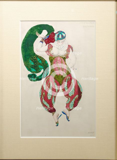 Costume design for the ballet Sheherazade by N. Rimsky-Korsakov, 1910.