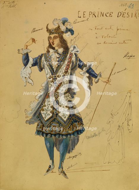 Costume design for the ballet Sleeping Beauty by P. Tchaikovsky, 1890. Artist: Vsevolozhsky, Ivan Alexandrovich (1835-1909)