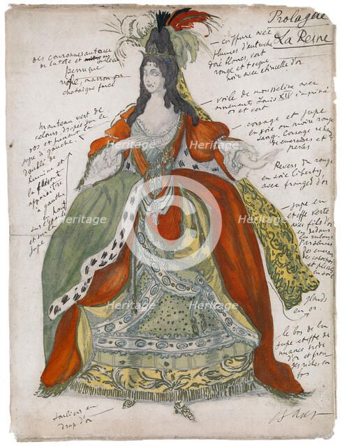 Costume design for the ballet Sleeping Beauty by P. Tchaikovsky, 1921. Artist: Bakst, Léon (1866-1924)