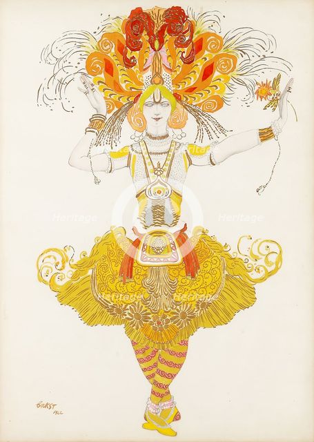 Costume design for the ballet The Firebird (L'oiseau de feu) by I. Stravinsky, 1922.