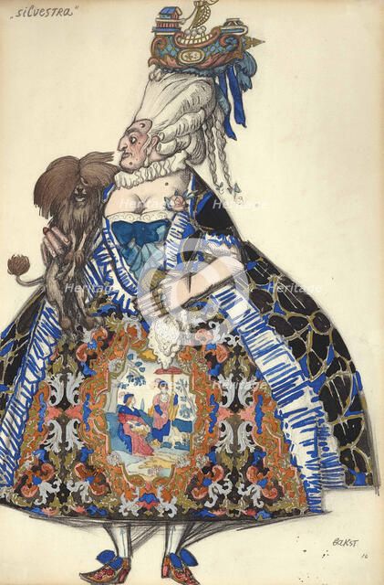 Costume design for the ballet "The Good-Humoured Ladies" by Scarlatti, 1916.