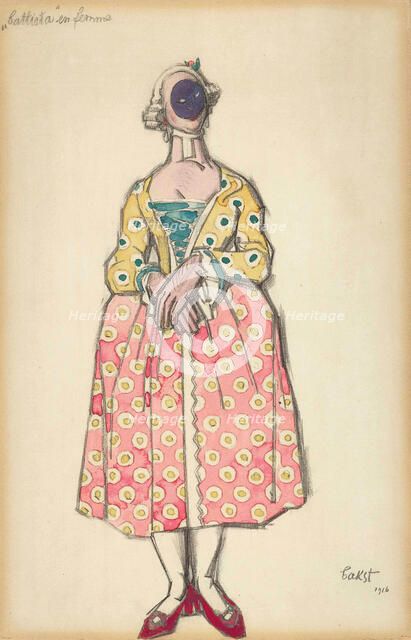 Costume design for the ballet "The Good-Humoured Ladies" by Scarlatti, 1916.