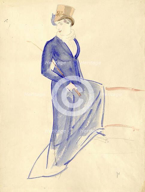 Costume design for the comedy Woe from Wit by A. Griboyedov (Meyerhold's theatre), 1928. Creator: Ulyanov; Nikolai Pavlovich (1875-1949).