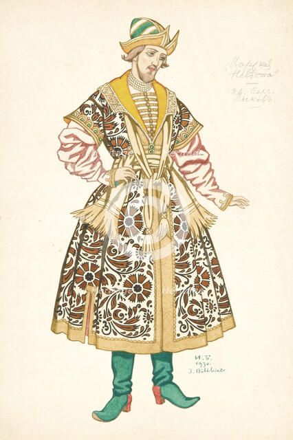 Costume design for the opera The Bride of Tsar by N. Rimsky-Korsakov, 1930. Artist: Bilibin, Ivan Yakovlevich (1876-1942)