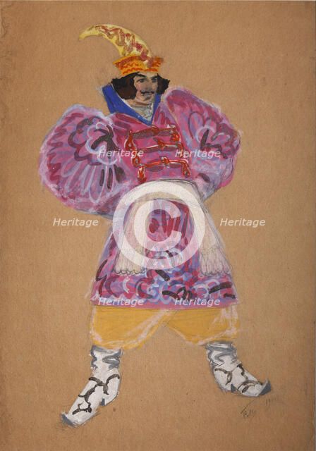 Costume design for the opera The golden Cockerel by N. Rimsky-Korsakov. Artist: Malyutin, Sergei Vasilyevich (1859-1937)