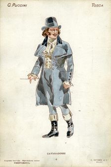 Costume design for the opera Tosca by Giacomo Puccini, 1900. Creator: Hohenstein, Adolfo (1854-1928)