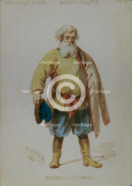 Costume design for the opera A Life for the Tsar by M. Glinka, 1887. Artist: Charlemagne, Adolf (1826-1901)