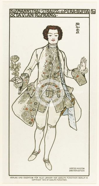 Costume Design for the opera Der Rosenkavalier (The Knight of the Rose) by Richard Strauss, 1910. Artist: Roller, Alfred (1864-1935)