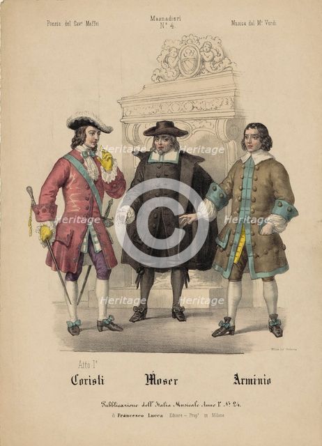 Costume design for the opera I masnadieri by Giuseppe Verdi, 1847-1848.