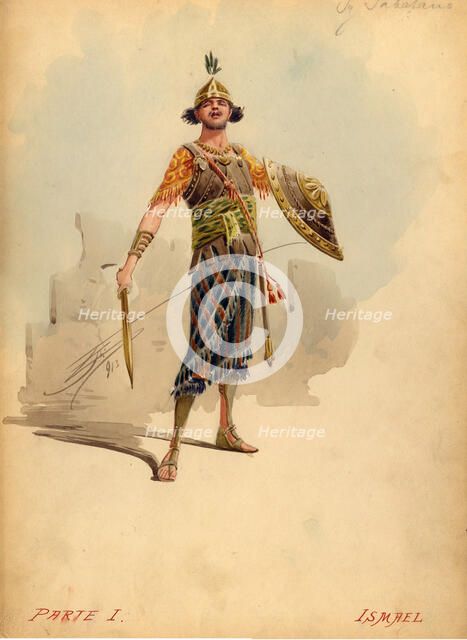 Costume design for the opera Nabucco by Giuseppe Verdi, 1913. Creator: Comelli, Attilio (1858-1925).