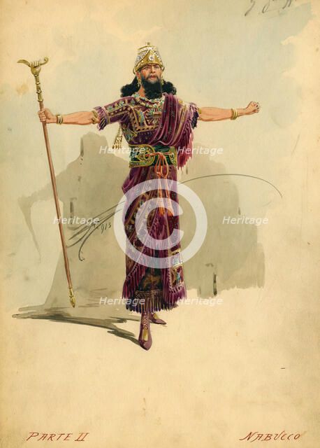 Costume design for the opera Nabucco by Giuseppe Verdi, 1913. Creator: Comelli, Attilio (1858-1925).