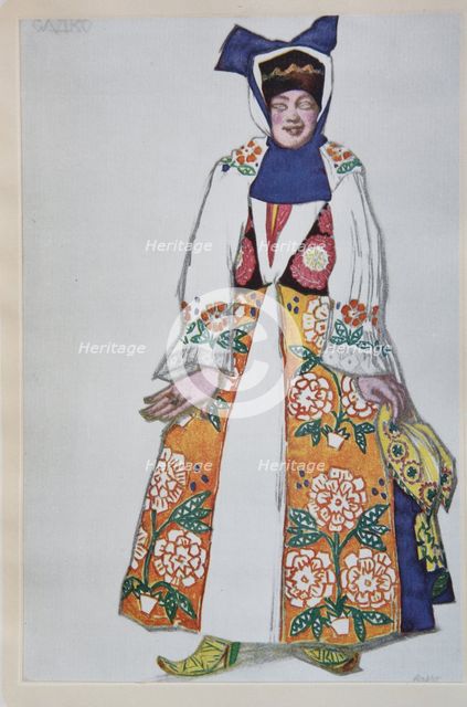 Costume design for the opera Sadko by N. Rimsky-Korsakov, 1917. Artist: Bakst, Léon (1866-1924)