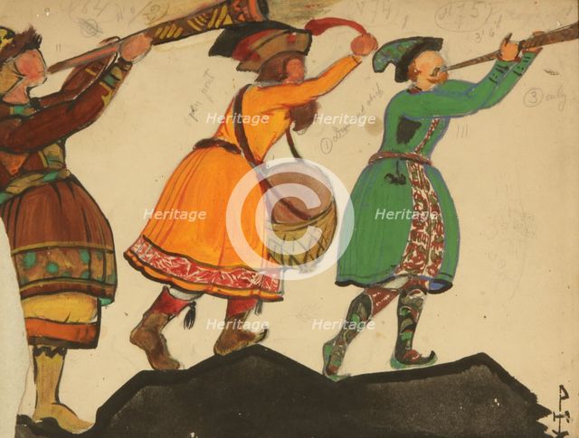 Costume design for the opera Snow Maiden by N. Rimsky-Korsakov, 1919. Artist: Roerich, Nicholas (1874-1947)
