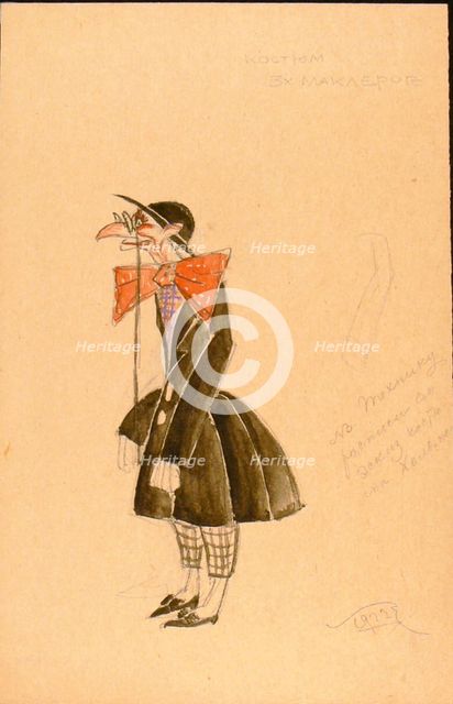 Costume design for the play "Sherlock Holmes and Nick Carter" in the Proletcult Theatre, 1922. Creator: Eisenstein, Sergei Mikhailovich (1898-1948).