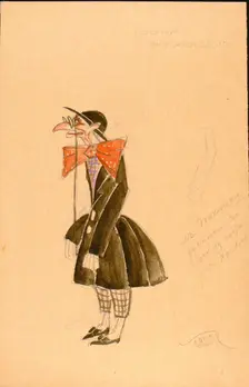 Costume design for the play "Sherlock Holmes and Nick Carter" in the Proletcult Theatre, 1922. Creator: Eisenstein, Sergei Mikhailovich (1898-1948)