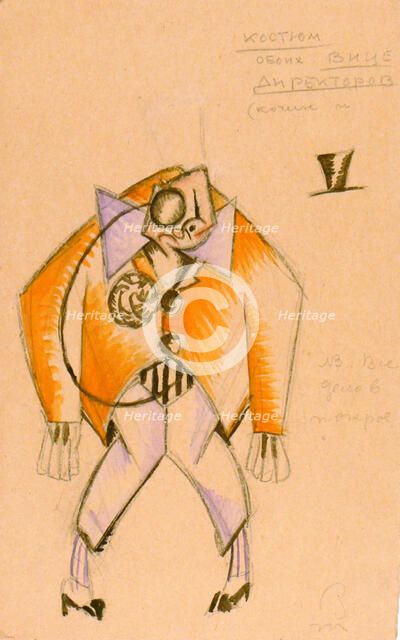 Costume design for the play "Sherlock Holmes and Nick Carter" in the Proletcult Theatre, 1922. Creator: Eisenstein, Sergei Mikhailovich (1898-1948).