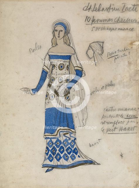 Costume design for the play The Martyrdom of St. Sebastian by Gabriele D'Annuzio. Artist: Bakst, Léon (1866-1924)