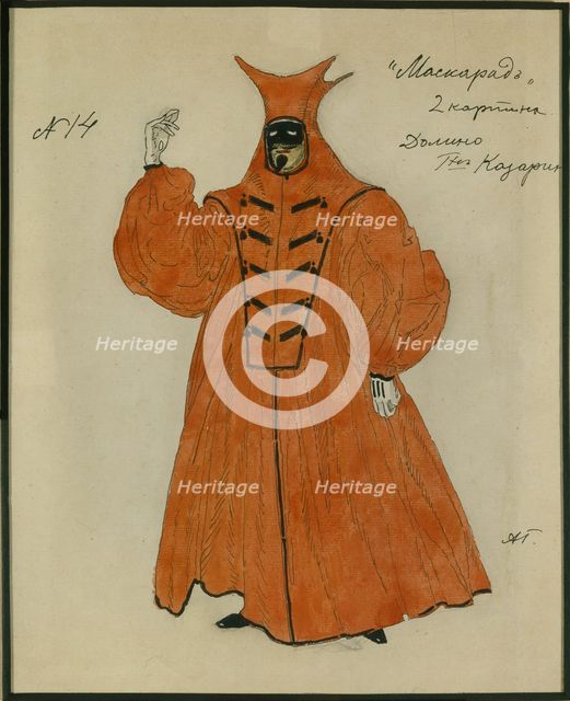 Costume design for the play The Masquerade by M. Lermontov, 1917. Artist: Golovin, Alexander Yakovlevich (1863-1930)