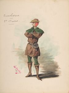 Costume Design for "Touchstone" [a]; Descriptive Sheet of Costume and Accessories..., 1889. Creator: Charles Bianchini