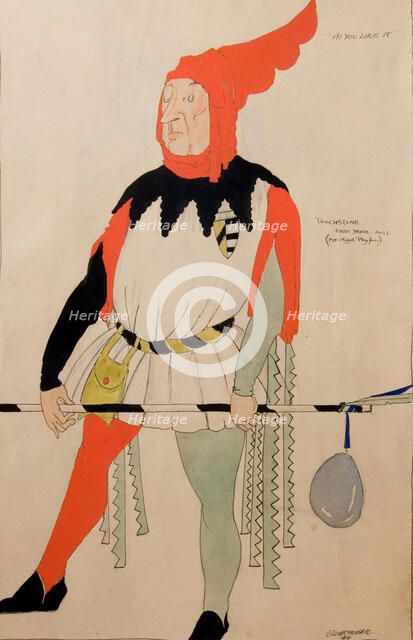 Costume Design for Touchstone in As You Like It, Act I, c1919. Creator: Claud Lovat Fraser.