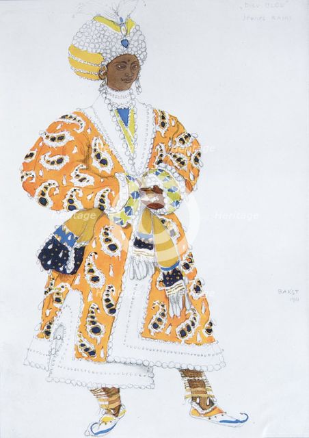 Costume design for Vaslav Nijinsky in the Ballet Blue God by R. Hahn, 1912. Artist: Bakst, Léon (1866-1924)
