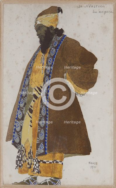 Costume design to the play The Martyrdom of St. Sebastian by Gabriele D'Annuzio, 1911. Artist: Bakst, Léon (1866-1924)