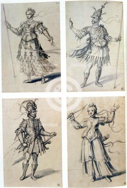 Costume designs for classical deities, 16th century. Artist: Giuseppe Arcimboldi