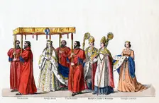 Costume designs for Shakespeare's play, Henry VIII, 19th century.