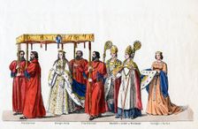 Costume designs for Shakespeare's play, Henry VIII, 19th century.