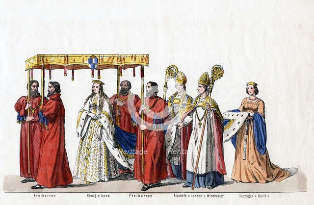 Costume designs for Shakespeare's play, Henry VIII, 19th century.. Artist: Unknown