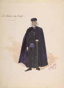 Costume for Sir Olivier McText [a]; Descriptive Sheet of Accessories [b], 1889. Creator: Charles Bianchini
