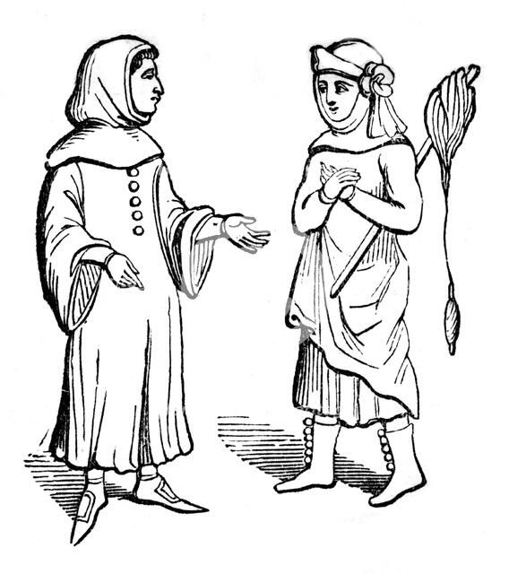 Costume of the commonality, 14th century, (1910). Artist: Unknown