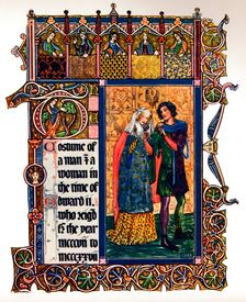 Costume of a Man & a Woman in the time of Edward II, (1909)