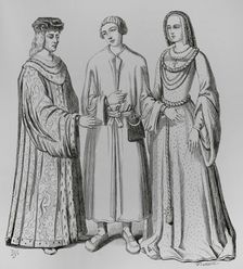 Costume of a lord or rich bourgeois, of a bourgeois or merchant...of the time of Louis XII, 1878. Creator: Unknown