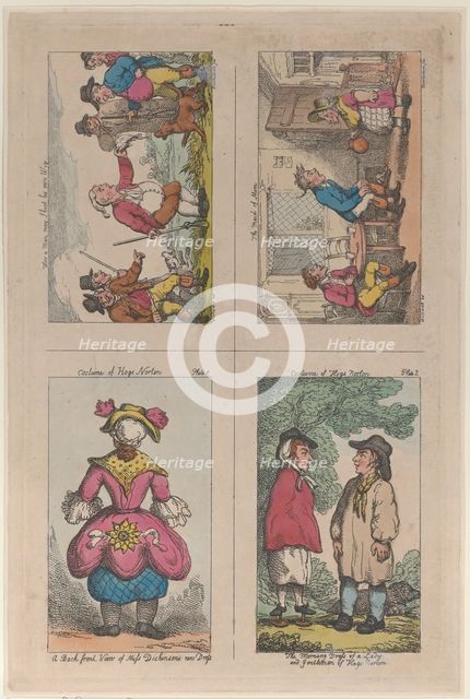 Costume of Hogs Norton, How a Man May Shoot His Own Wig, and The Maid of Mim, 1809., 1809. Creator: Thomas Rowlandson.