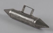 Costume oil can prop güira for Tin Man in The Wiz on Broadway, 1975. Creator: Fred Nihda