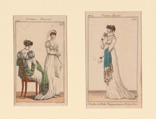 Costume Parisien Fashion Plates, from the Journal of Ladies and Fashion, France, 1804 and 1806. Creator: Unknown