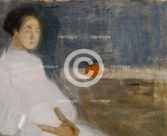 Costume Picture I (Girl with Orange, The Baker's Daughter), 1908-1909. Creator: Schjerfbeck, Helene (1862-1946).