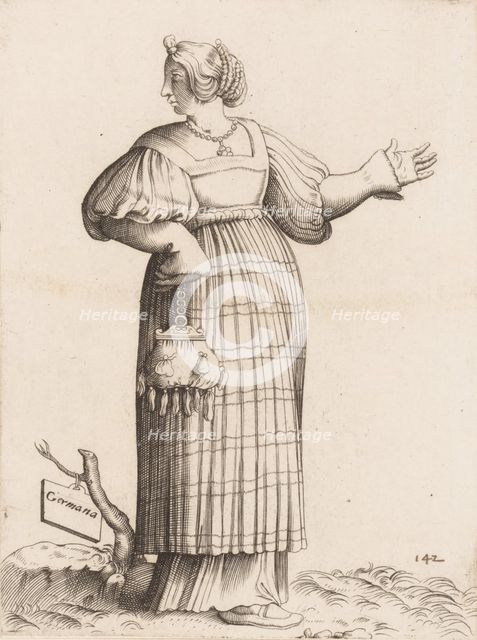 Costume Plate: Woman from Germany, ca. 1558-70. Creator: Unknown.